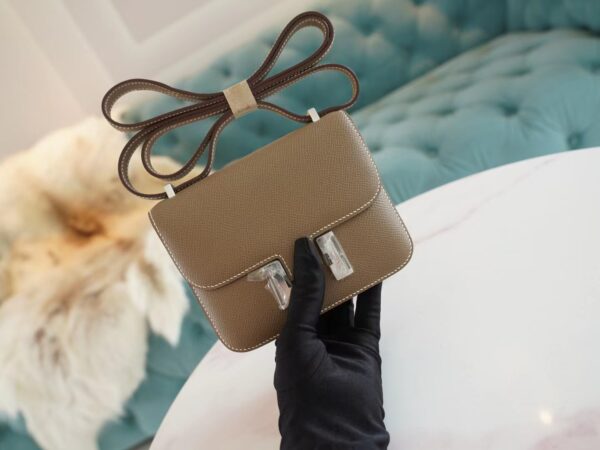 2432e44ed820a24-1 God Factory Bags Hermes C18 Gris Etoupe Epsom Leather Constance14cm Silver Hardware