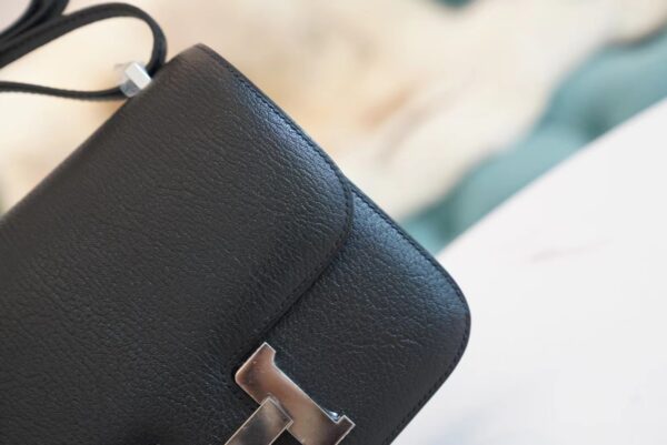 25f8f17c8a1a616 God Factory Bags Hermes Factory CK89 Black Chevre Leather Constance 19CM Silver Hardware
