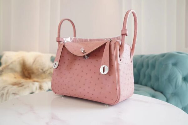 26631b7306031e7 Full Handmade Hermes 94 Terre Cuite KK Ostrich Leather Lindy 26CM Silver Hardware