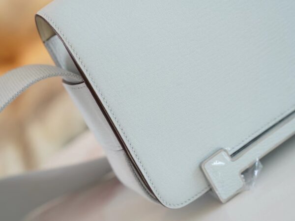 2671e7cd6a37e1f Hong Kong Hermes Geta 20CM Chevre Mysore T0 Blue Brume/ 10 Craie Inner Silver Hardware