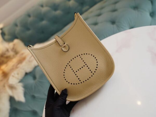 26b626911995d46-1 Lcmode Hermes S2 Gris Trench Clemence Leather Evelyne Mini 16CM Gold Hardware