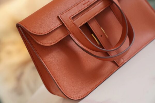 27118cdfe36f8bc-1 Discount Hermes Halzan25CM 36 Brique Evercolor Leather Silver Hardware