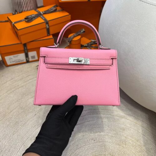 Canada Toronto Hermes Mini Kelly 19CM Epsom Leather 5P Pink Silver Hardware