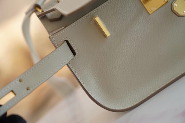 278726ee1eef69b God Factory Bags Factory Hermes 8L Beton Jypsiere Mini 23CM Evercolor Leather Gold Hardware