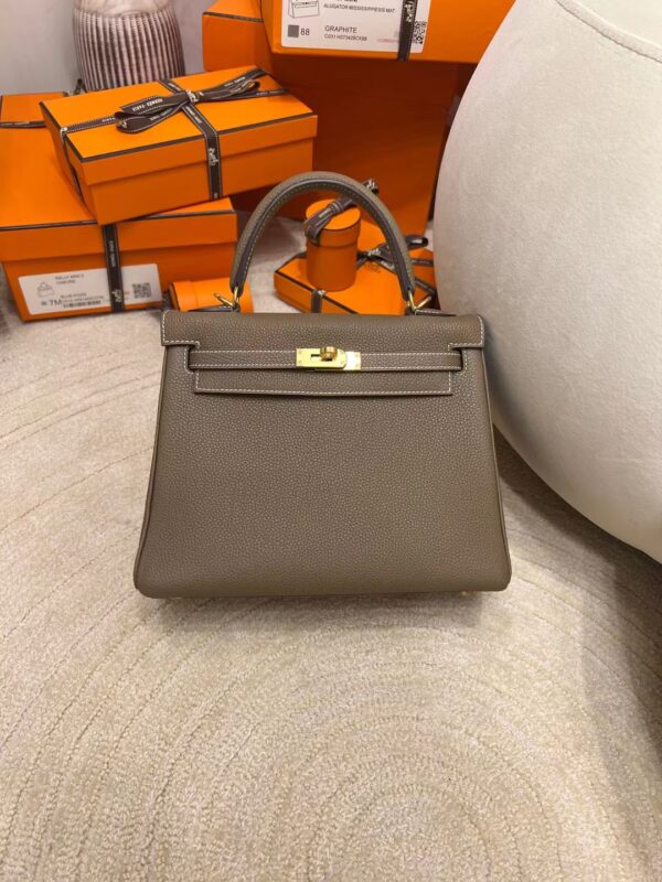 27d466a27f9f52b-1 Hong Kong Hemes Kelly 25CM Togo Leather CK10 Craie Gold Hardware