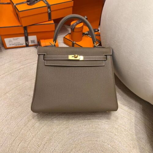 Hong Kong Hemes Kelly 25CM Togo Leather CK10 Craie Gold Hardware