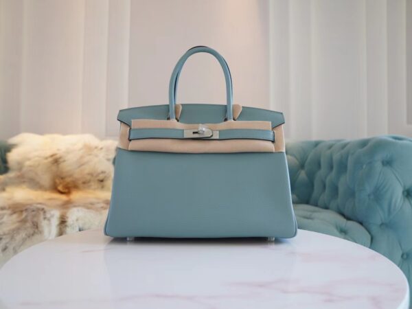 28ec8b918f42577-1 Stock God Factory Bags Hermes 7G Cile Togo Leather Birkin Bag30CM Silver Hardware