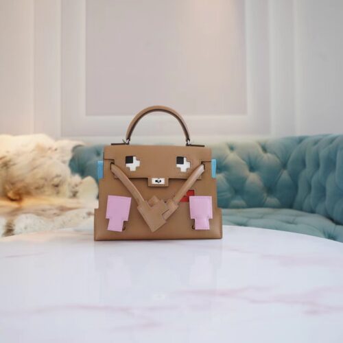 Discount God Factory Bags Hermes Kelly Doll Picto 0M Chai Epsom Leather Silver Hardware