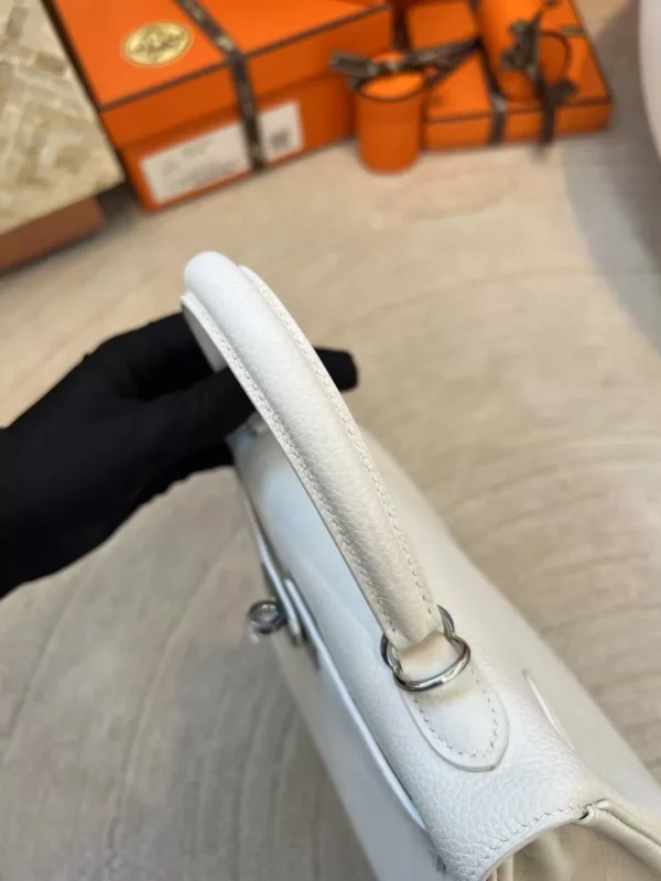2988d1773feeba4-jpg UK London Hermes Togo Leather Kelly 25CM 01 Blanc Silver Hardware