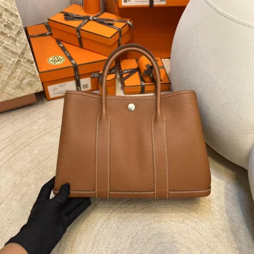 Taiwan Hermes 37 Gold Negonda Leather Garden Party 30 Silver Hardware