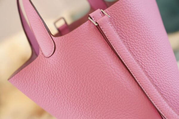 298ed453c004d3e God Factory Bags Factory Hermes Picotin18CM Rose Clemence Leather Silver Hardware