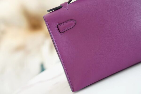 298ff3518f08157 Full Handmade Hermes Kelly Pochette22cm P9 Anemone Swift Leather Gold Hardware