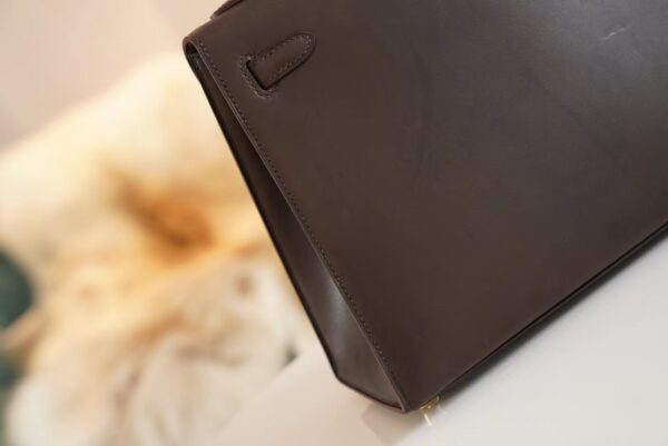 29f2bac8eb5ba9c Full Handmade Hermes 46 Ebene Barenia Leather Kelly Bag25CM Gold Hardware