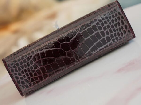 2a1c3219afd28e7 Hermes Kelly Pochette 22CM Shiny Alligator 57 Bordeaux Silver Hardware