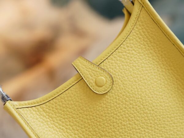 2a4dbbeafcc5483 New Arrival Hermes 0Y Lemoncello Clemence Leather Evelyne Mini 16CM