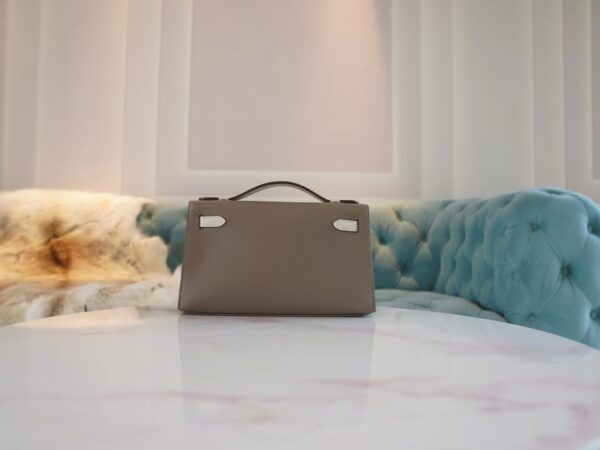 2a55d50ca2aa1de Customize Hermes M8 Gris Asphalt & Nata Swift Leather Kelly Pochette22cm Clutch Bag