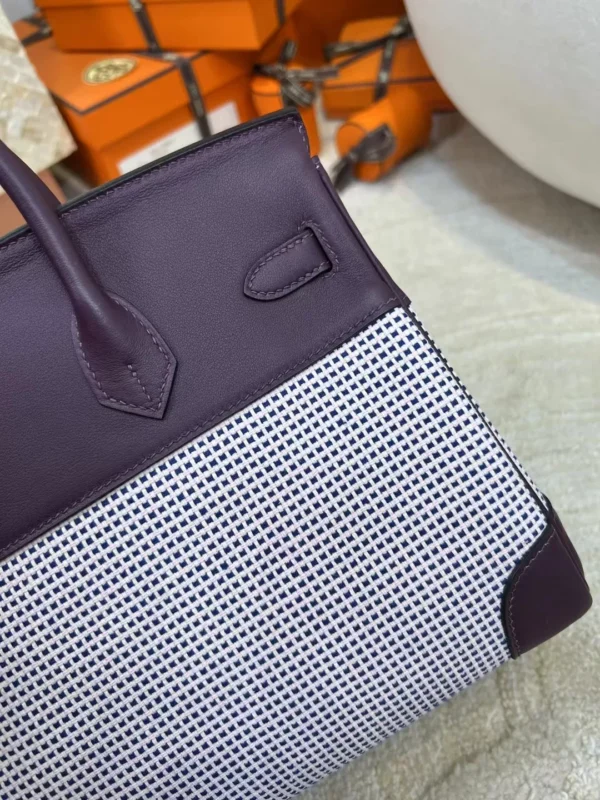 2b9aee97195bfdc-jpg Hong Kong Birkin 25CM Toil Canvas / Leather N5 Cassis Silver Hardware