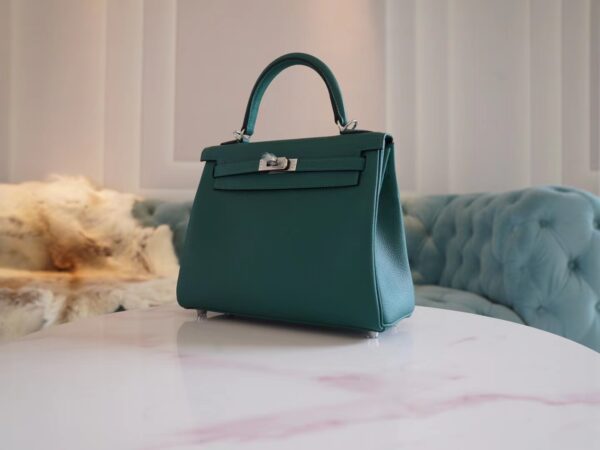2ba8c3f2d01e49a God Factory Bags Hermes Z6 Malachite Kelly 28CM Evercolor Leather Silver Hardware