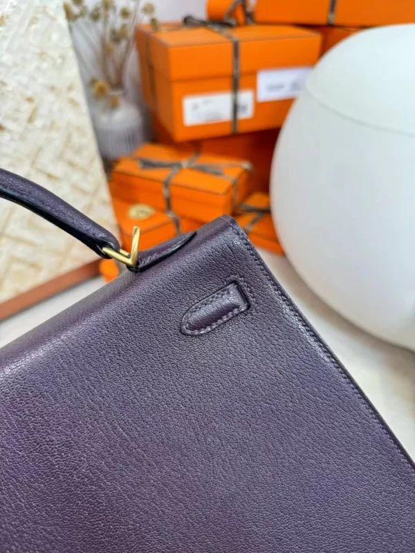 2cd849040997c90-jpg USA Los Angeles Kelly Sellier 25CM 59 Raisin Chevre Leather Gold Hardware