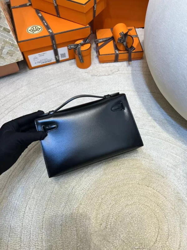 2cedc92c727296c-jpg Hermes Box Leather Kelly Pochette 22cm 89 Noir Silver Hardware
