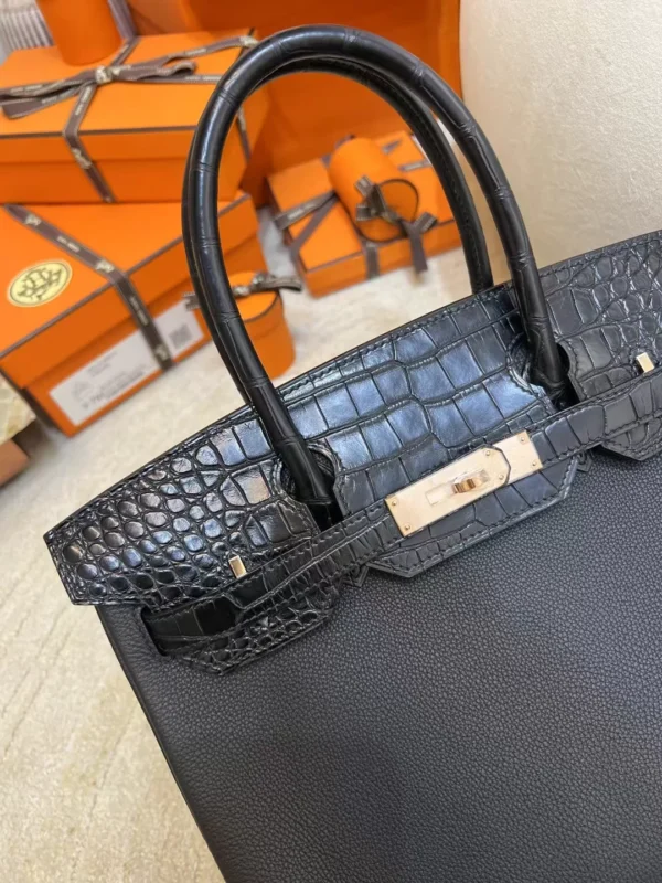 2d96d69d7ca49ba-jpg Hermes Birkin Touch 30CM 89 Noir Matte Alligator/ Togo Rose Gold Hardware