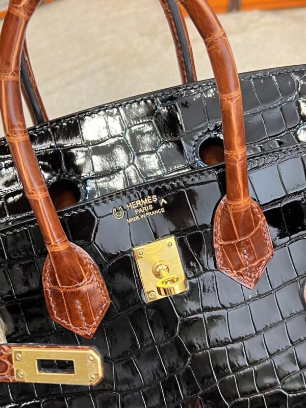 2e243ce6f0e0ae5 Hermes Shop Noir/ Miel HCP Porosus Crocodile Birkin 25CM Gold Hardware