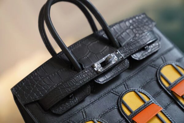 2e7aa45b5335422 Wholesale Hermes Birkin House 20CM CK89 Black Four Leathers Black Hardware