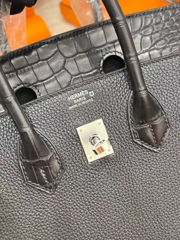 2f34941ec39cd2c Handmade Hermes Birkin Touch 25CM Togo/ Matte Crocodile 89 Noir Silver Hardware
