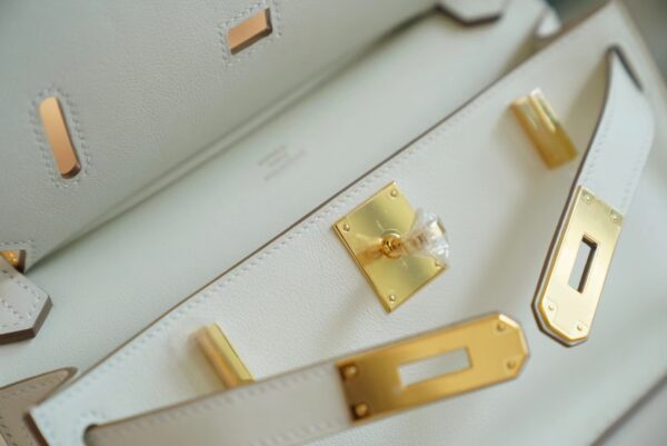 2f51ef42bd6718e Hand Stitching Hermes Jypsiere Mini Mushroom White Swift Leather Gold Hardware