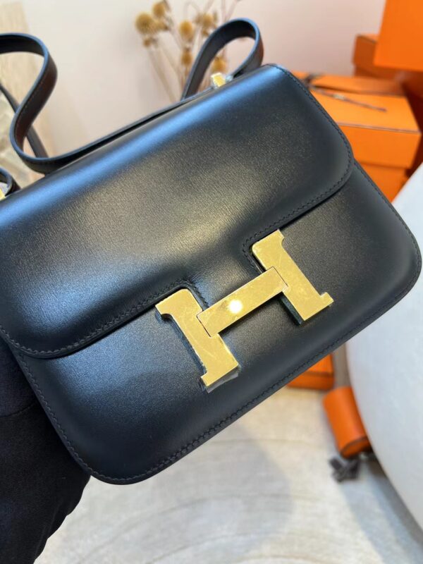 2f5fa8cb0eb633b Hermes Constance 19CM 89 Noir Box Leather Gold Hardware