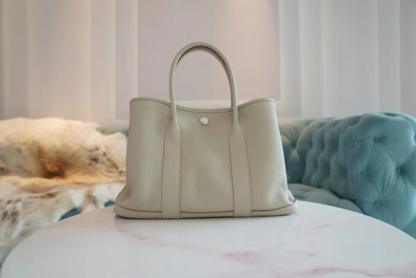 2fa2bb407fb9cab-1 Full Handmade Hermes 8L Beton Garden Party 30CM TC Leather Silver Hardware
