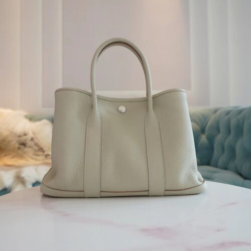 Full Handmade Hermes 8L Beton Garden Party 30CM TC Leather Silver Hardware