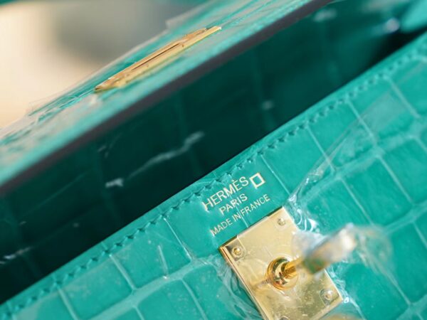 2fc37bf1615d2e7 God Factory Bags Hermes Kelly Sellier 25CM O6 Vert Jade HCP Shiny Alligator Gold Hardware