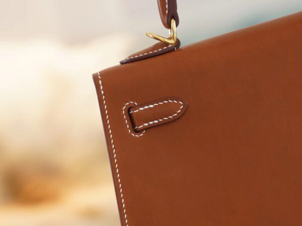3007c3442fbaf6f Full Handmade Hermes Fauve Barenia Kelly Sellier 25CM Women’s Bag Gold Hardware