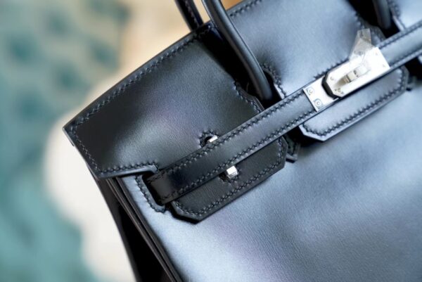 302d9eec3ea8d41 Hand Stitch Hermes Birkin Bag25CM CK89 Nior Box Leather Silver Hardware