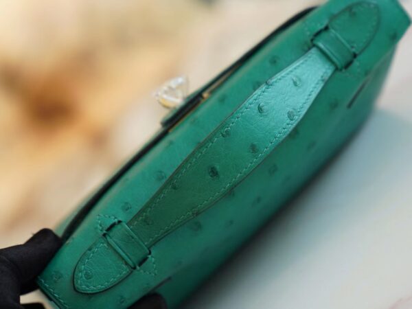 3037e1e63ca88da Fashion Hermes Kelly Pochette22cm U4 Vert Vertigo KK Ostrich Leather Gold Hardware