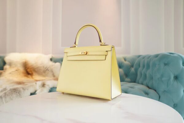 303aa4c6321a851 Hand Stitch Hermes Kelly Bag25CM 1Z Joune Poussin Epsom Leather Gold Hardware