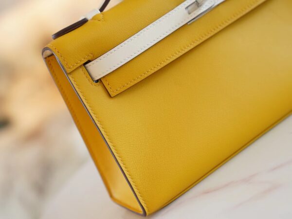 304388785c591f6 God Factory Bags Hermes 9D Amber & Nata Swift Leather Kelly Pochette22cm Silver Hardware
