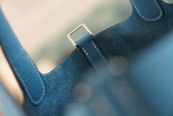 3177675bb41699c God Factory Bags Factory Hermes 75 Blue Jean Clemence Leather Picotin18CM Silver Hardware