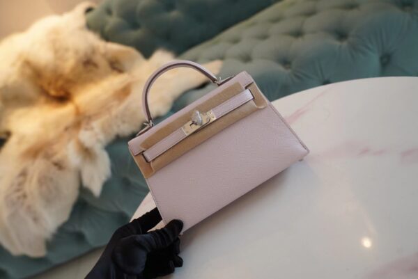 31ba14b3c60d4bc God Factory Bags Hermes 09 Mauve Pale Epsom Leather Mini Kelly 19CM Silver Hardware