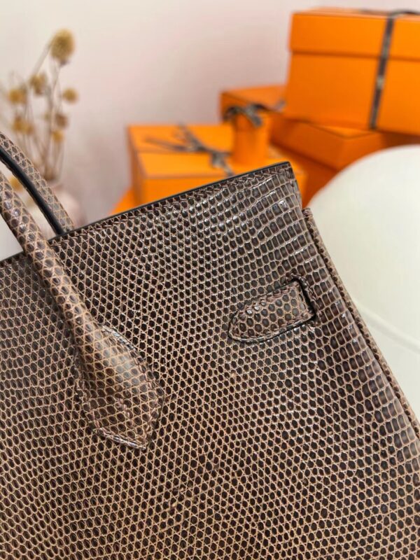 31e206ce0de17bc Full Handmade Hermes Birkin 25CM Lizard Leather Coffee Silver Hardware