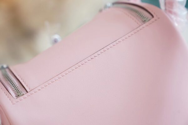 31f0f581d10c8b2 Full Handmade Hermes Mini Lindy19CM 3Q Rose Sakura Swift Leather Silver Hardware