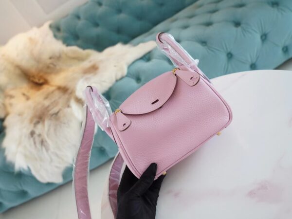 31fbd88c5f5e442 Discount Hermes X9 Mauve Sylyestre Chevre Leather Mini Lindy19CM Gold Hardware