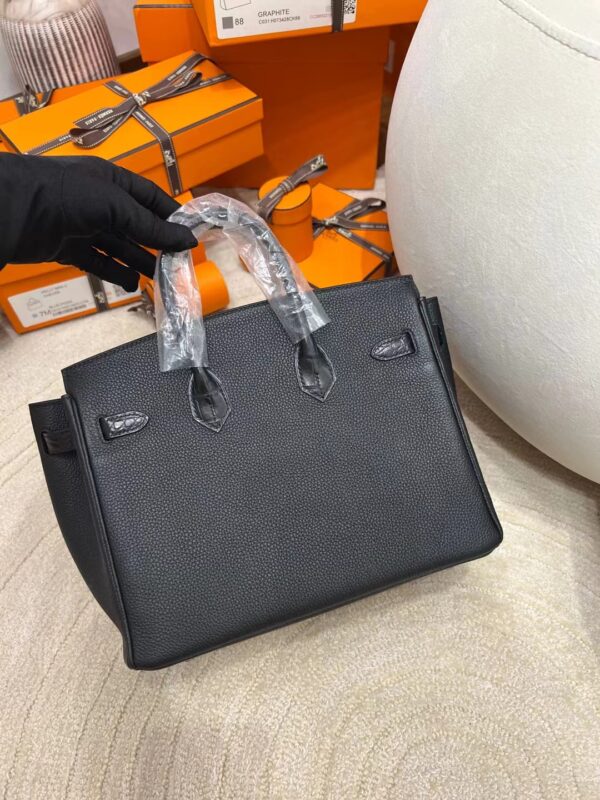 3210c41ec8e1d24 Handmade Hermes Birkin Touch 25CM Togo/ Matte Crocodile 89 Noir Silver Hardware