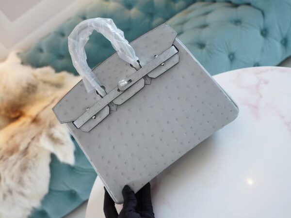 321345ffd05be96 Discount Hermes 8U Blue Glacier South Africa KK Ostrich Birkin25CM Tote Bag