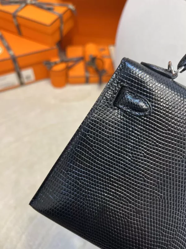3296e7220517357-jpg Hong Kong Hermes Lizard Leather Mini Kelly 19CM 89 Noir Silver Hardware