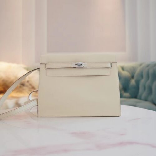 God Factory Bags Hermes Kelly Danse 22CM CK10 Craie Jonathan Leather Silver Hardware