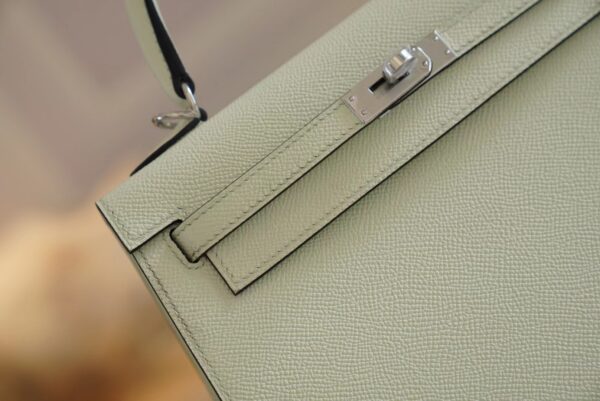 32c2504853b86cd Full Handmade Hermes 0S Vert Fizz Kelly 25CM Epsom Leather Silver Hardware