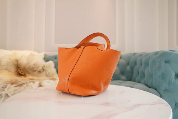 32e06ebfeafb76f Full Handmade Hermes 93 Orange Clemence Leather Picotin18CM Silver Hardware