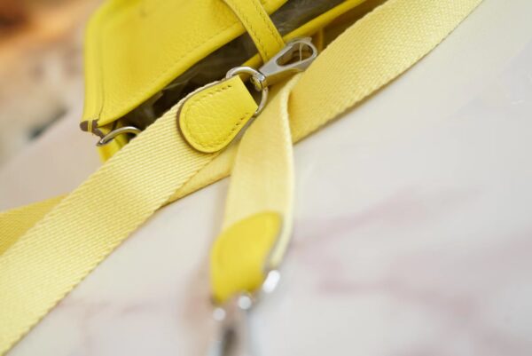 32feaafa11134c2 Full Handmade Hermes Mini Evelyne16CM 9R Lemon Yellow Clemence Leather Silver Hardware